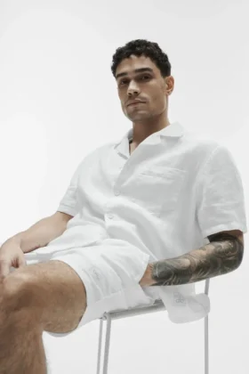 Camisa de manga corta abotonada Linen Days - Blanca