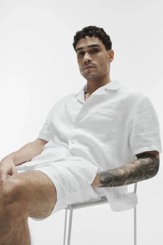 Camisa de manga corta abotonada Linen Days - Blanca