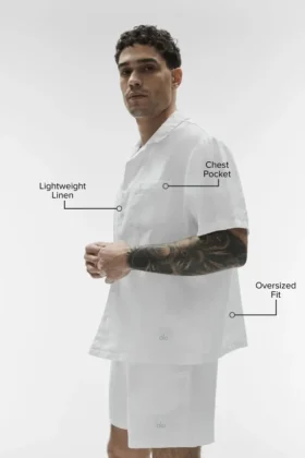 Camisa de manga corta abotonada Linen Days – Blanca