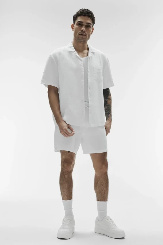 Camisa de manga corta abotonada Linen Days - Blanca