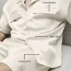Camisa de manga corta abotonada «Satin Horizon» - Color hueso