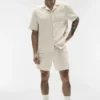 Camisa de manga corta con botones Linen Days - Color hueso