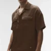 Camisa de manga corta con botones Satin Horizon - Espresso
