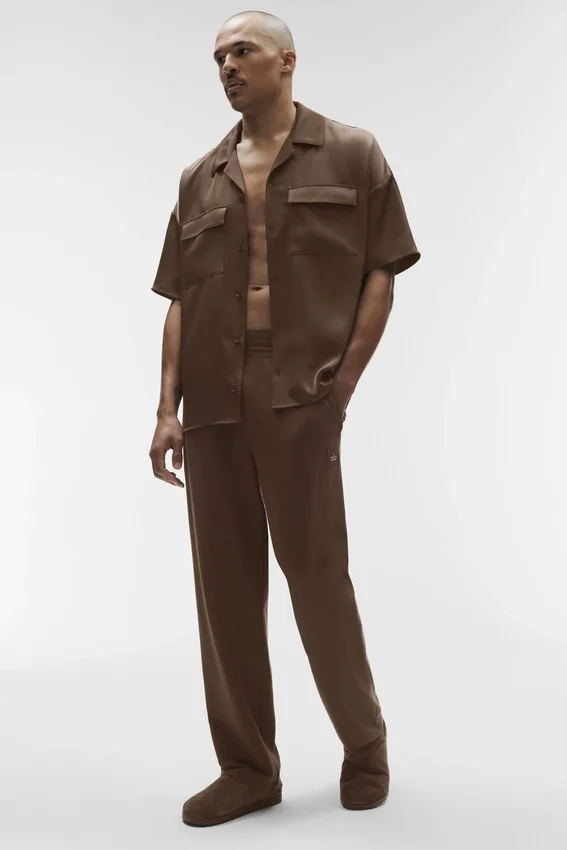 Camisa de manga corta con botones Satin Horizon - Espresso