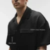 Camisa de manga corta con botones Satin Horizon - Negro