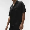 Camisa de manga corta con botones Satin Horizon - Negro