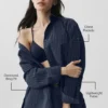 Camisa de manga larga a rayas finas «Daylight» — Azul marino/Marfil
