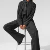 Camisa de manga larga con botones «Dreamscape» — Negro
