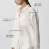 Camisa de manga larga con botones «Golden Hour», semitransparente — Marfil