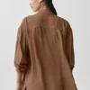 Camisa de manga larga con botones «Golden Hour», semitransparente — Marrón «Sun Kissed»
