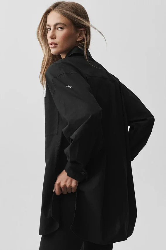 Camisa de manga larga con botones «Real Deal» de algodón - Negro