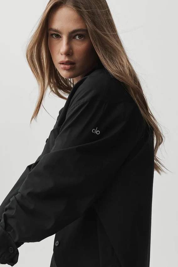 Camisa de manga larga con botones «Real Deal» de algodón - Negro