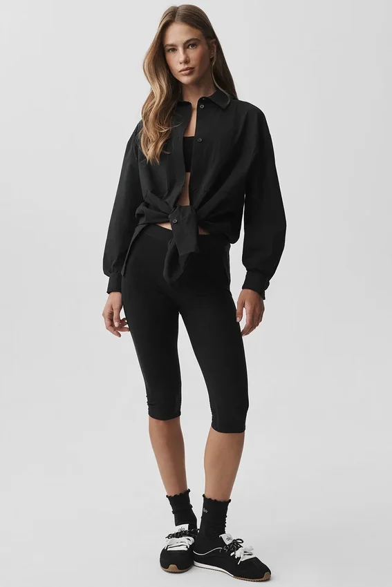 Camisa de manga larga con botones «Real Deal» de algodón - Negro