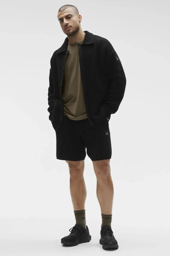 Camisa de manga larga con botones y tejido Shift Knit - Negro
