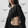 Camisa de manga larga corta «Real Deal» de algodón - Negro