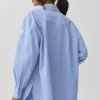 Camisa de manga larga «Daylight» a rayas finas con botones — Azul Provenza claro/Blanco