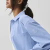 Camisa de manga larga «Daylight» a rayas finas con botones — Azul Provenza claro/Blanco