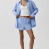 Camisa de manga larga «Daylight» a rayas finas con botones — Azul Provenza claro/Blanco