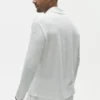 Camisa de manga larga de jersey de lino «Coastal» con botones - Blanco