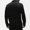 Camisa de manga larga de jersey de lino «Coastal» con botones - Negro