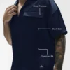 Camisa de satén Horizon de manga corta con botones - Azul marino
