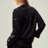 Camisa de seda luminosa con botones - Negro