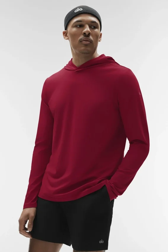 Camiseta Conquer Reform de manga larga con capucha - Granate