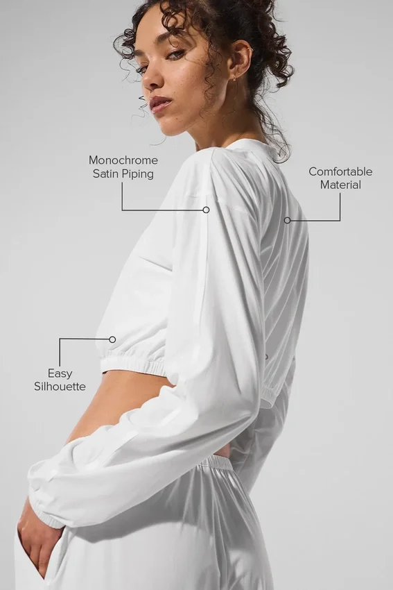 Camiseta corta Breezy con cremallera completa - Blanco