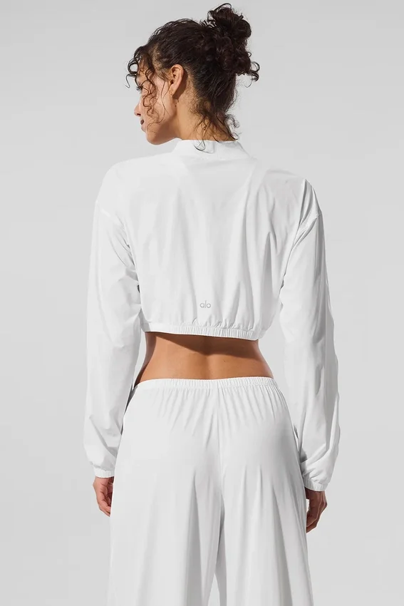 Camiseta corta Breezy con cremallera completa - Blanco