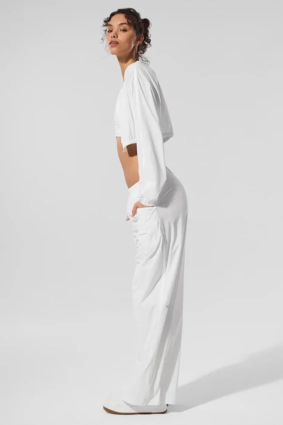 Camiseta corta Breezy con cremallera completa - Blanco