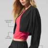 Camiseta corta con cremallera completa «Breezy» - Negro