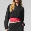 Camiseta corta con cremallera completa «Breezy» - Negro