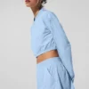 Camiseta corta y ligera con cremallera completa - Azul concha