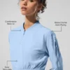 Camiseta corta y ligera con cremallera completa - Azul concha