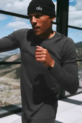 Camiseta de cuello redondo de manga larga Alo Vapor - Anthracite