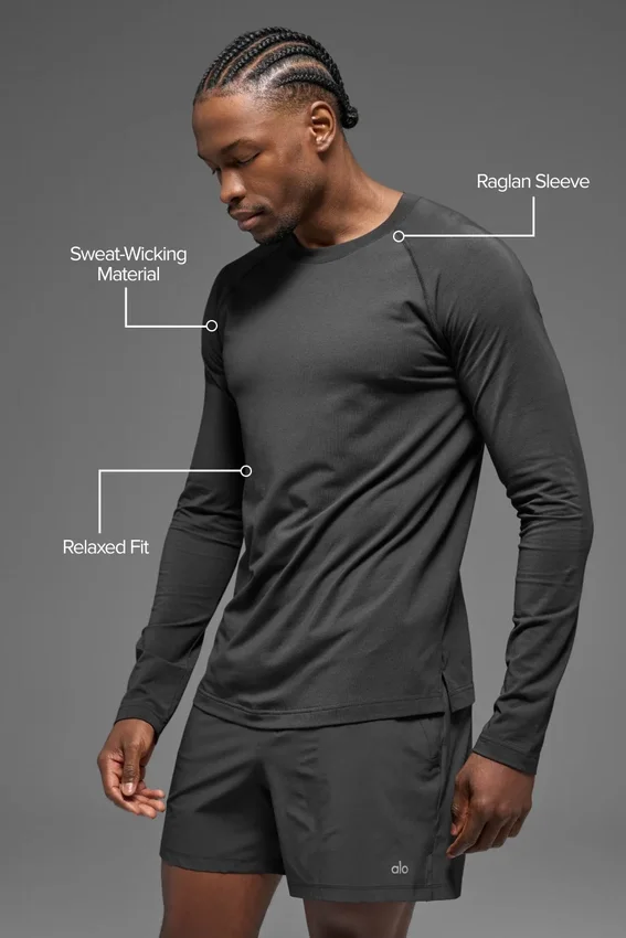 Camiseta de cuello redondo de manga larga Alo Vapor - Anthracite
