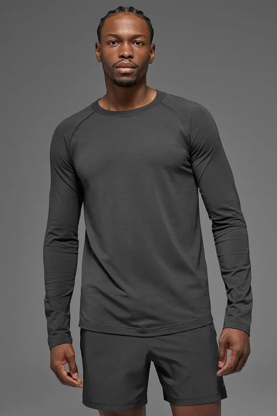 Camiseta de cuello redondo de manga larga Alo Vapor - Anthracite