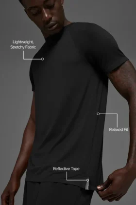 Camiseta de cuello redondo y pantalones cortos «Idol» – Negro