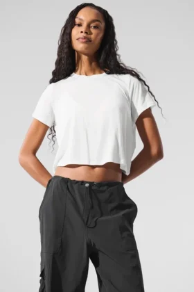 Camiseta de manga corta «All Day» cropped - Blanco