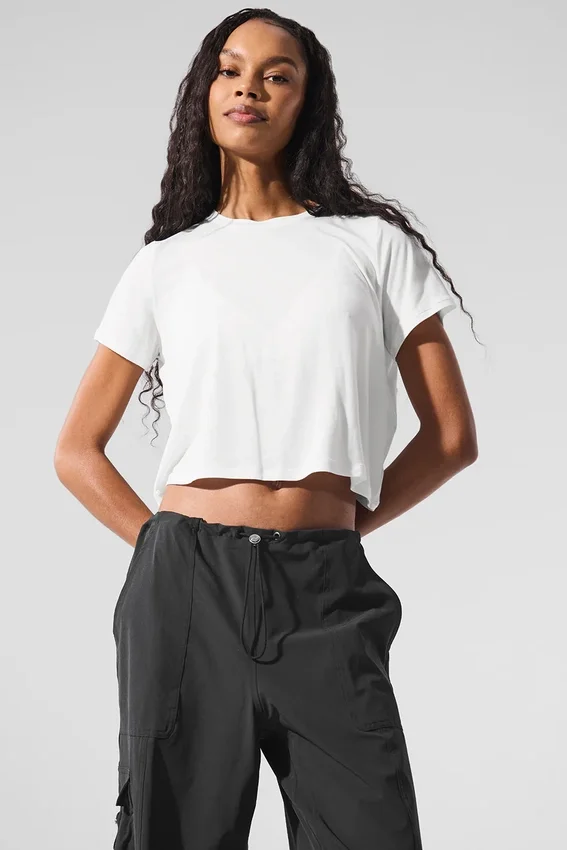 Camiseta de manga corta «All Day» cropped - Blanco