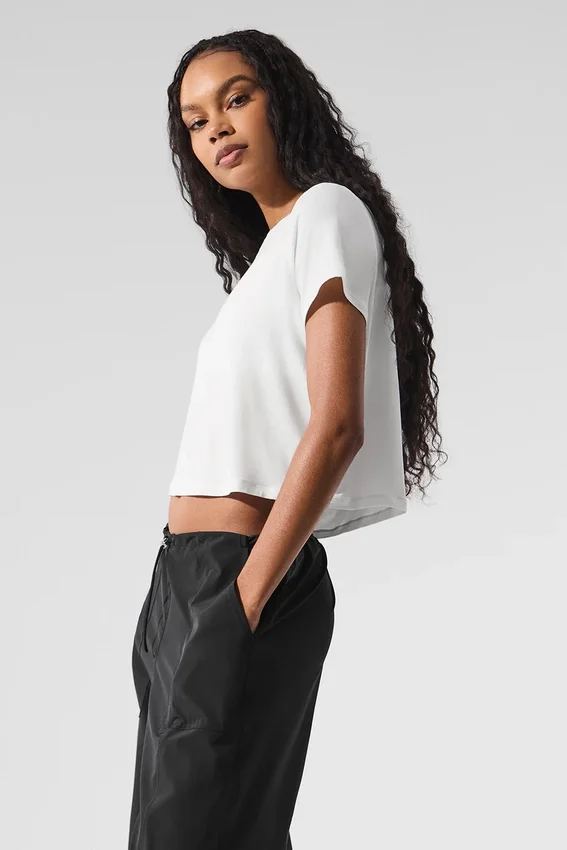 Camiseta de manga corta «All Day» cropped - Blanco
