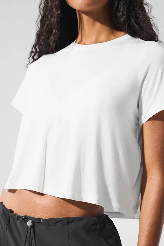 Camiseta de manga corta «All Day» cropped - Blanco