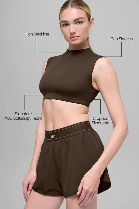 Camiseta de manga corta Alo Softsculpt Capped out - Espresso
