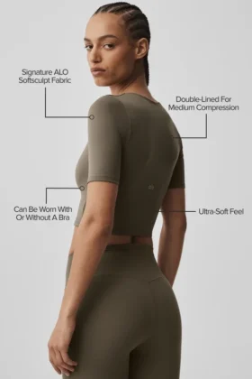 Camiseta de manga corta Alo Softsculpt Precision – Olive Tree