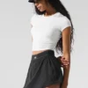 Camiseta de manga corta Alosoft Crop Finesse - Blanco