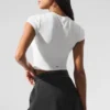 Camiseta de manga corta Alosoft Crop Finesse - Blanco