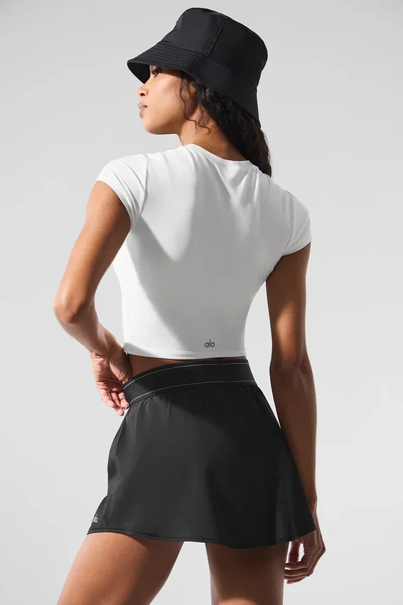 Camiseta de manga corta Alosoft Crop Finesse - Blanco