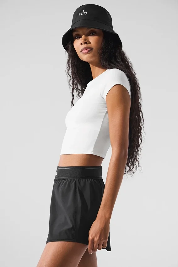Camiseta de manga corta Alosoft Crop Finesse - Blanco