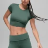 Camiseta de manga corta Alosoft Crop Finesse - Verde trébol