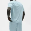 Camiseta de manga corta «Coastal» de jersey de lino - Azul mar